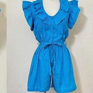 Vintage Blue Ruffled Romper